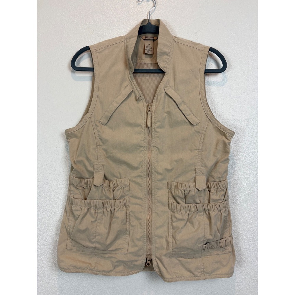 Duluth Trading Co Womens Khaki Utility Vest Mesh Back Pockets Tan M Fishing Fall